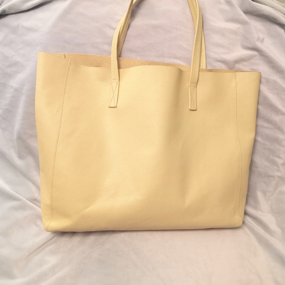 J.Crew Large Cream Leather Tote Bag